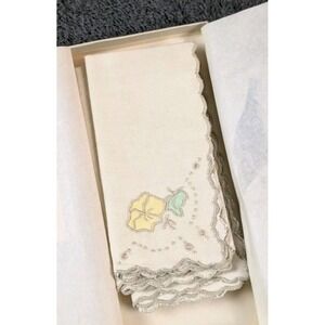 Vintage Cocktail Napkins Marghab Madeira Embroidered Set of 4